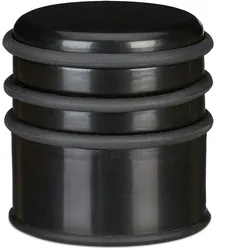 Relaxdays Türstopper für den Boden, schwerer Türpuffer, für Türen & Fenster bei Luftzug, 3 Gummiringe, ∅ 7 cm, schwarz