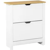 Homcom Schuhschrank Weiß, 26x80x72 cm, Garderobe, Schuhaufbewahrung, Schuhschränke