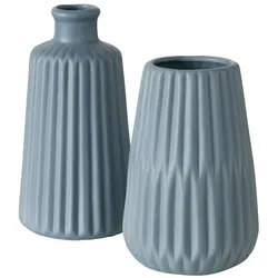 Vase Blumenvase Porzellan Esko blau H 18 cm oval 2er Set