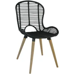 vidaXL Esszimmerstühle 6 Stk. Natur Rattan Schwarz