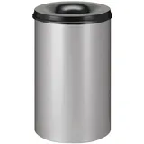 Proregal Selbstlöschender Papierkorb & Abfallsammler aus Metall | 110 Liter, HxØ 72x47cm | Alu-Grau, Kopfteil Schwarz