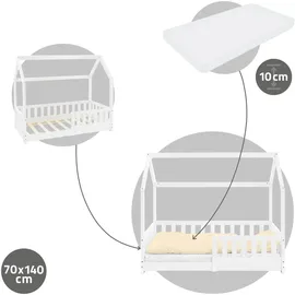 ML-Design Hausbett 70 x 140 cm Kiefer weiß