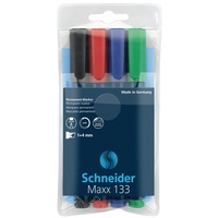Schneider Maxx 133 Permanentmarker sortiert, 4er-Set, Kunststoffetui (50-113394)