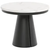 Meblini Esstisch, Weiß Hochglanz, Schwarz, Metall, Rund,Rund, 100x76x100 cm, Esszimmer, Tische, Esstische
