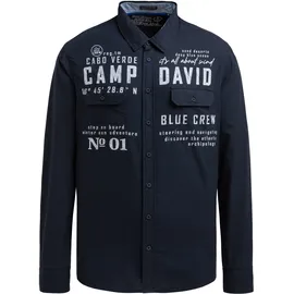 Camp David Langarmhemd Blau XL