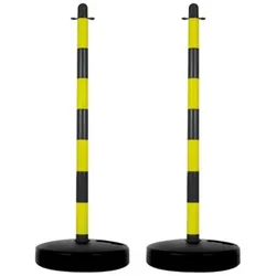 Perel Absperrpfosten-Set, Kunststoff, mit befüllbarem Fuß, für temporäre Absperrungen, ohne Kette, schwarz/gelb, 2 Stück.