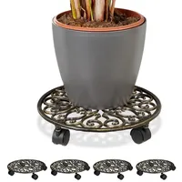 Relaxdays 5 x Pflanzenroller Gusseisen, rund,