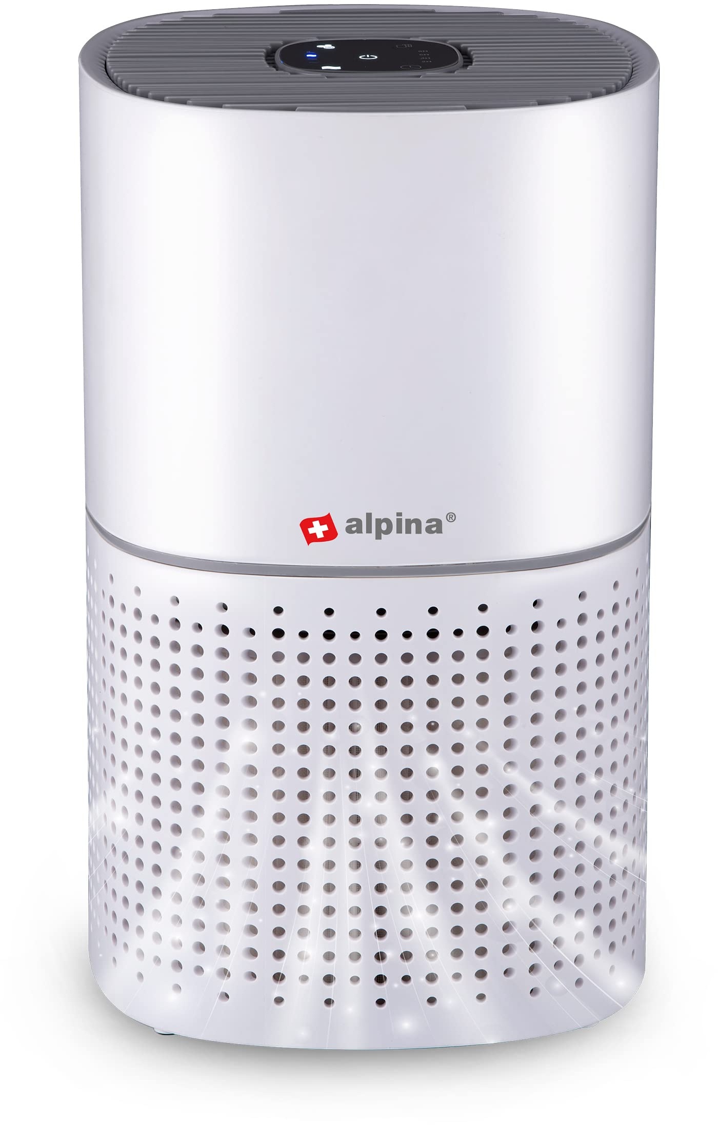 alpina Luftreiniger mit Ionisator - Air Purifier mit HEPA-Filter H11 - Luftreiniger allergiker - Geräuschpegel 30-60dB - 3 Geschwindigkeitseinstellungen - Geeignet für Räume bis zu 28 m2 - Weiß