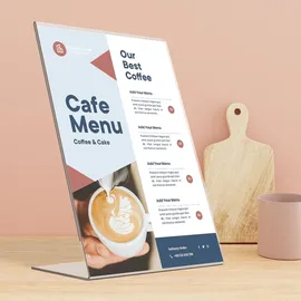 Europel Tischaufsteller A4 Acryl - Schräg & Glasklar - L-Form DIN A4 Hochformat - Menükartenhalter und Schilderhalter - Werbeaufsteller