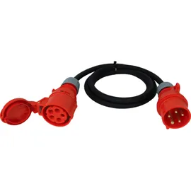 NWP CEE-Verlängerung 2m 400V 16A, Schwarz, IP44 5x2,5 mm2 H07RN-F - Gummischlauchleitung, Verlängerungskabel für Baustelle, Industrie, Außenbereich