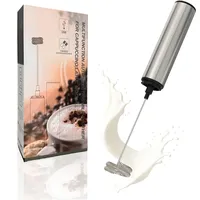 LUNARIA Elektrischer Milchaufschäumer Stab – Akku & USB – Handheld Milchschäumer Quirl Rührstab für Cappuccino, Latte Macchiato, Matcha Latte & Küche (Silber)