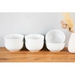 Müslischale MY HOME "Angi", weiß, Ø:14cm, Porzellan, Schüsseln, Geschirr-Set, harmonische, trendige Coupeform
