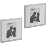 Relaxdays Bilderrahmen 25x25 cm 2er Set, Silber