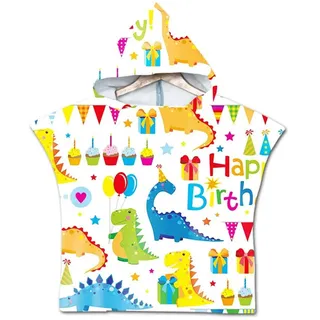 Strand Poncho Kapuzen, Odot Kapuzen Handtuch Poncho Für Kinder Bademantel Zum Wechseln für Jungen Mädchen Baden Schwimmen Beach Holiday (60x80cm,Geburtstag)