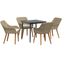 vidaXL 5-teilige Garten Essgruppe Beige Poly Rattan
