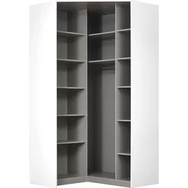 otto home Eckkleiderschrank OTTO HOME "Kleiderschrank Schrank Ankleidezimmer Schlafzimmer Garderobe AGORDO", weiß (alpinweiß, glas kristallweiß), B:117cm H:229cm T:117cm, Holzwerkstoff, Schränke, Eckkleiderschrank, mit Glastüren, voll ausgestattet mit viel Stauraum