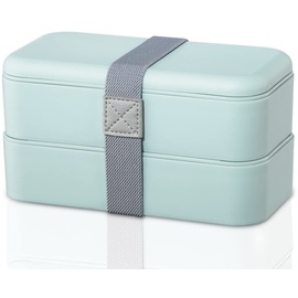 Xavax Lunchbox 2er Set, (Brotdose stapelbar, Lunchbox auslaufsicher, Brotzeitbox 2 Fächer für getrennte Zutaten, je Bento Box 500 ml, Vesperdose für Schule, Büro, Arbeit, spülmaschinenfest) blau