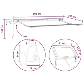 vidaXL Einziehbare Markise 500 x 300 cm taupe