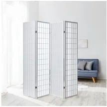 Homestyle4u 4-tlg. Paravent in Weiß 176x175 cm