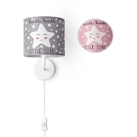 Paco Home Wandlampe Kinderzimmer Stofflampenschirm Rund Wandleuchte Mond Sterne E14 Mit Stecker Und Kabel