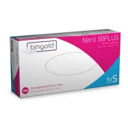 BINGOLD Nitril 50PLUS Einweghandschuh, blau 634901 , 1 Packung = 100 Stück, Größe S