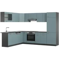 Vicco Winkelküche R-Line L-Form 287 cm Blau-Grau/Anthrazit