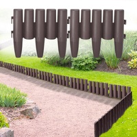 FIVMEN Rasenkante Beeteinfassung Kunststoff Beetumrandung Beetbegrenzung Mähkante Holzimitat Flexible Rasenkantenband Gartenpalisade 15cm hoch (5,6m Braun)