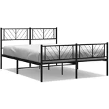 vidaXL Bettgestell mit Kopf- und Fußteil Metall Schwarz 140x200 cm