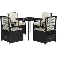 VidaXL 5-tlg. Garten-Essgruppe mit Kissen Schwarz Poly Rattan