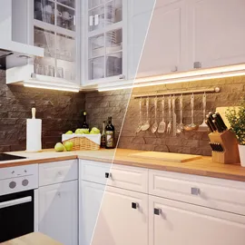 ledscom.de LED Unterbauleuchte RIGEL, Farbtemperatur einstellbar, Stecker, 57cm, 8,8 W, 830lm, warmweiß/weiß