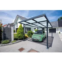 Gutta Premium Carport 3,09 x 5,62 m anthrazit inkl. Seitenwand und Regenrinne