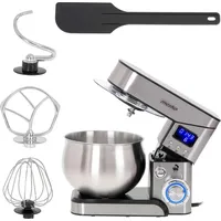 Mesko MS4228 Knetmaschine Küchenmaschine, 5L Edelstahlschüssel, 6 Geschwindigkeiten + Pulse Silber - Silber