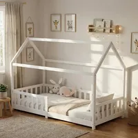 ecomi Hausbett 90 x 200 cm Kiefer massiv lackiert Weiß