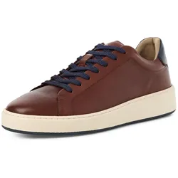 Sneaker MARCO TOZZI BY GMK, Herren, Gr. 44, braun (cognac), Glattleder, sportlich, Schuhe, Freizeitschuh, Halbschuh, Schnürschuh mit Kontrastbesatz