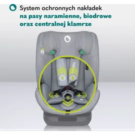 lionelo Autokindersitz Lavender i-Size ab 1 Jahr bis 12 Jahren, ab 9 kg bis 36 kg ISOFIX Breiter Einstellber Grau - Grau