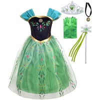 Lito Angels Prinzessin Anna Krönung Kleid Eiskönigin Kostüm mit Zubehör für Kleinkind Mädchen, Größe 3-4 Jahre 104, Grün