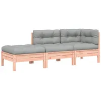 vidaXL Gartensofa mit Kissen und Hocker 2-Sitzer
