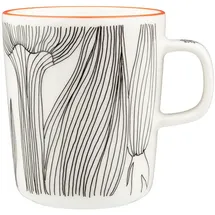 Marimekko Oiva Kukat Puhkeavat Becher 0,25 l Weiß Schwarz Orange