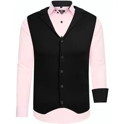 Langarmhemd RUSTY NEAL, Herren, Gr. XXL, EURO-Größen, rosa, 60% Baumwolle, 37% Polyester, 3% Elasthan, mehrfarbig, casual, Langarm, Hemden, inklusive Langarmhemd und Weste