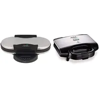 Tefal Doppel-Herzwaffeleisen WM311D [1200W] & Ultracompact Sandwichmaker SM1552 [für dreieckige Sandwichtoasts; antihaftbeschichtete Platten; leichte Reinigung; kein Anbrennen; 700W Sandwich-Grill]