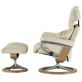 Stressless Relaxsessel Reno M Leder 83 x 110 x 76 cm Creme mit Hocker