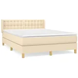 vidaXL Boxspringbett mit Matratze Creme 140x200 cm Stoff