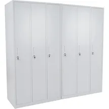 Mendler Schließfach Boston T829, Spind Wertfachschrank Schließfachschrank, Metall 6 Fächer ~ grau