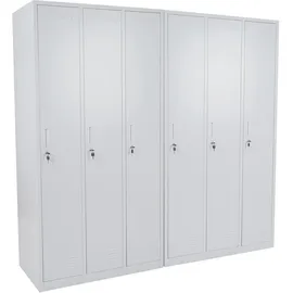 Mendler Schließfach Boston T829, Spind Wertfachschrank Schließfachschrank, Metall 6 Fächer ~ grau