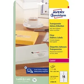 Avery Zweckform Adressetiketten L7563-25 transparent 99,1 x 38,1 mm 25 Blatt