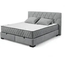 Stella Trading Mid.you Boxbett, Anthrazit, - H4, 9-Zonen, 180x200, cm, gepolstertes Kopfteil, Bettkasten, Federkernmatratze, Wendematratze mit unterschiedlichen Härtegraden, Schlafzimmer, Betten, Doppelbetten