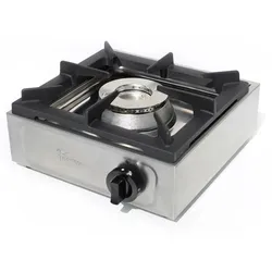 Edelstahl Gastrobrenner 6,5 kW mit Gussrost, Zündbrenner (Gasherd, Hockerkocher, Gas Brenner)