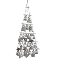 Frau Wundervoll Frau WUNDERVoll® DIY Adventskalender Weihnachtsbaum grau weiße Sterne Ziffern weiß, Höhe ca 110 cm / Holz Leiterbaum Adventskalender Weihnacht... - Grau