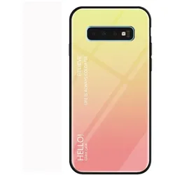 Handy Tasche für Samsung Galaxy S10 Gradient Glas Case Cover Schutz Hülle Gelb