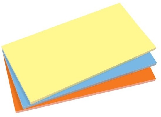 Sigel Static Notes,sortiert 10 x 20 cm, Farben gelb/blau/orange, haften durch elektrostatische Ladung (ohne Klebstoff), beidseitig nutzbar